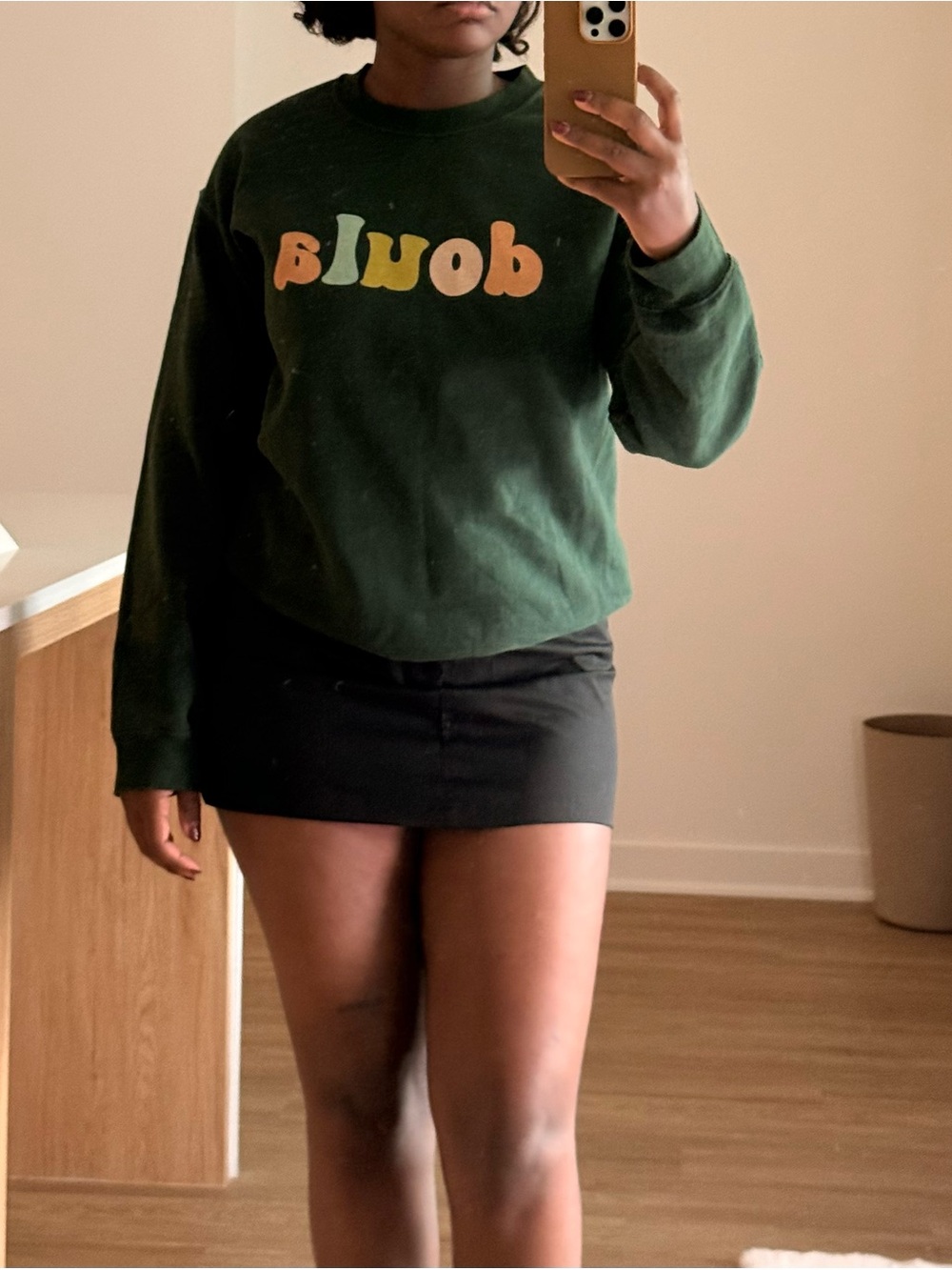 Forest Green Graphic Sweatshirt with Retro Text